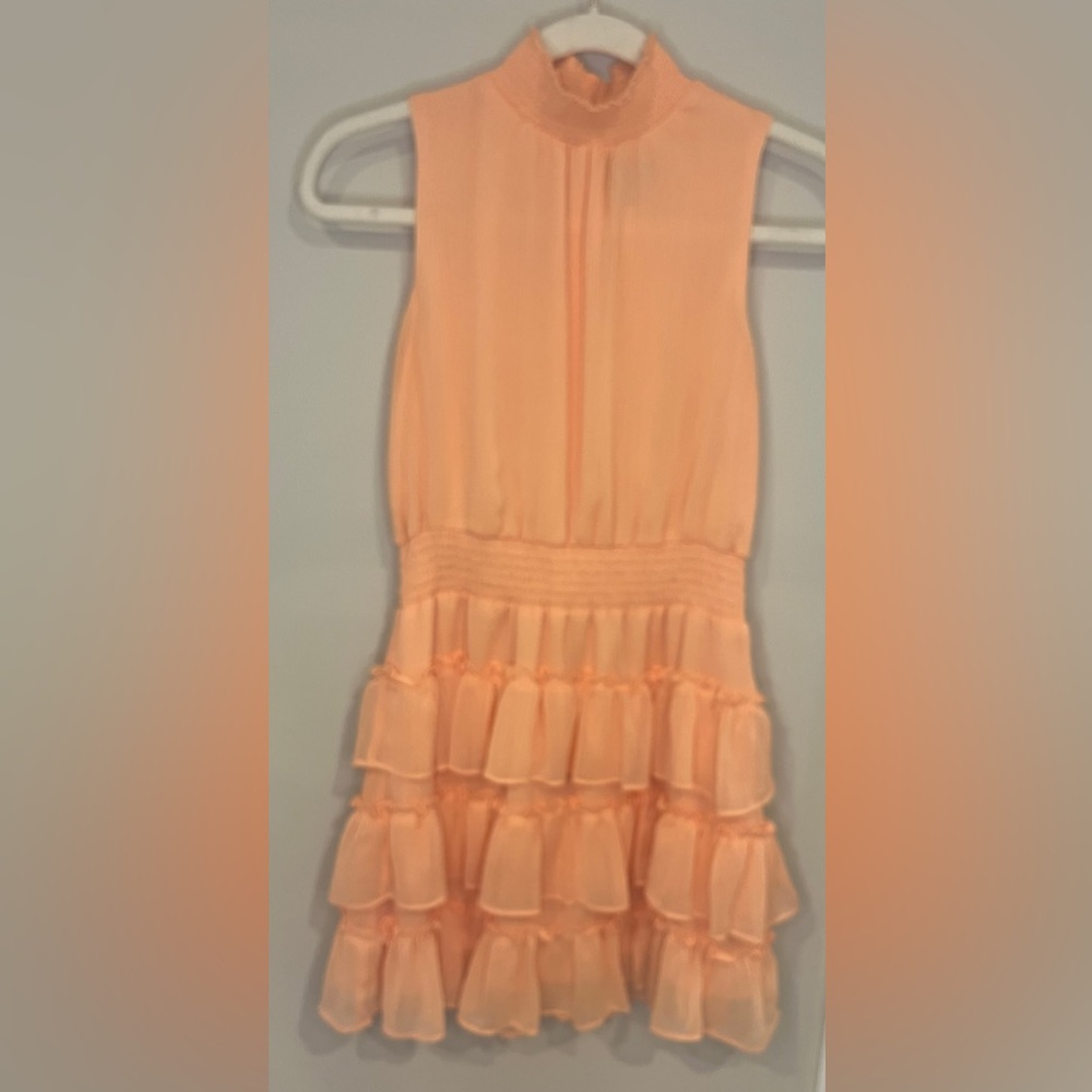 Misses Peach Ruffle Mini Dress from Express